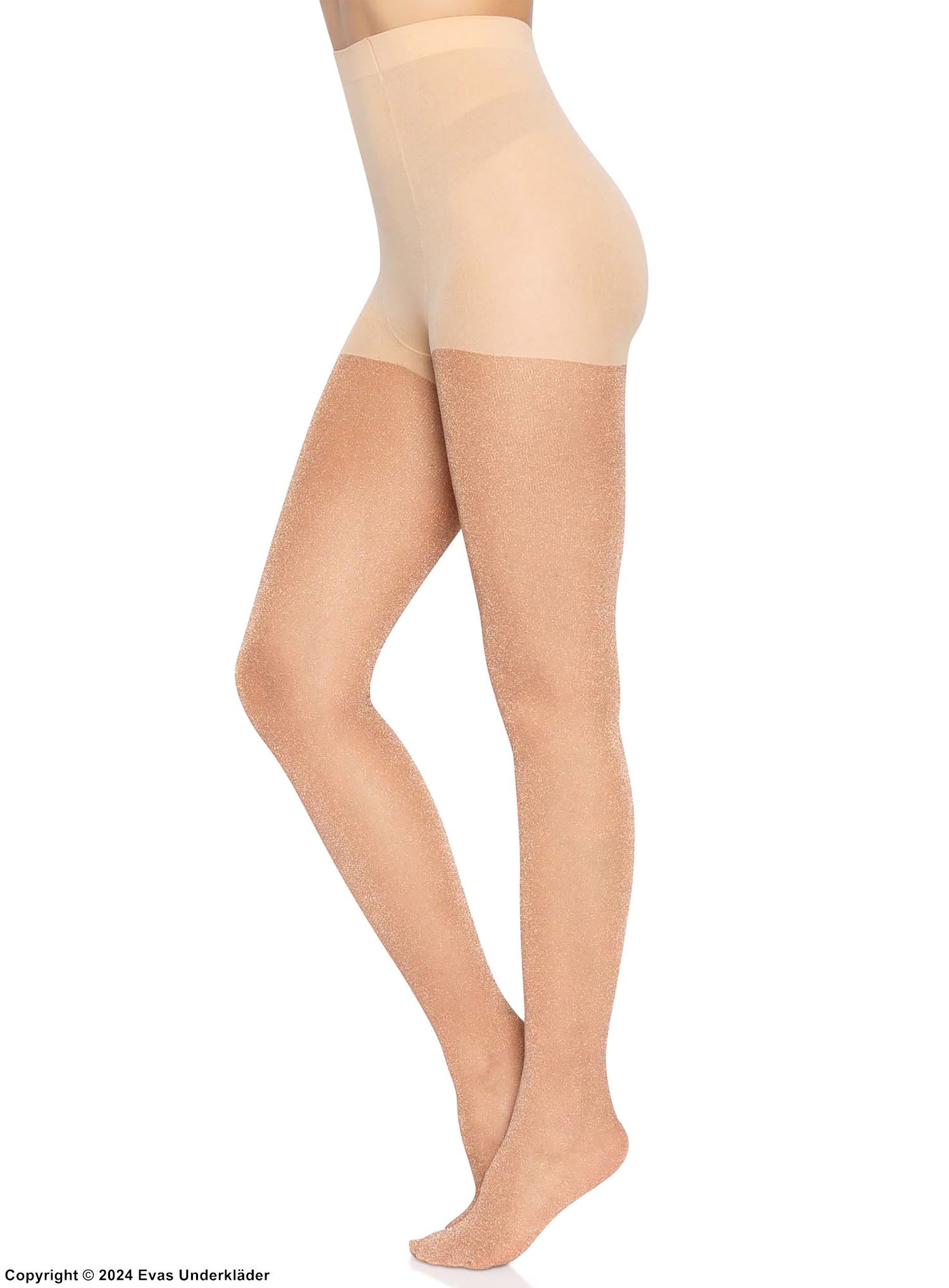 Strumpfhose, durchsichtiges Nylon, schimmernder Lurex